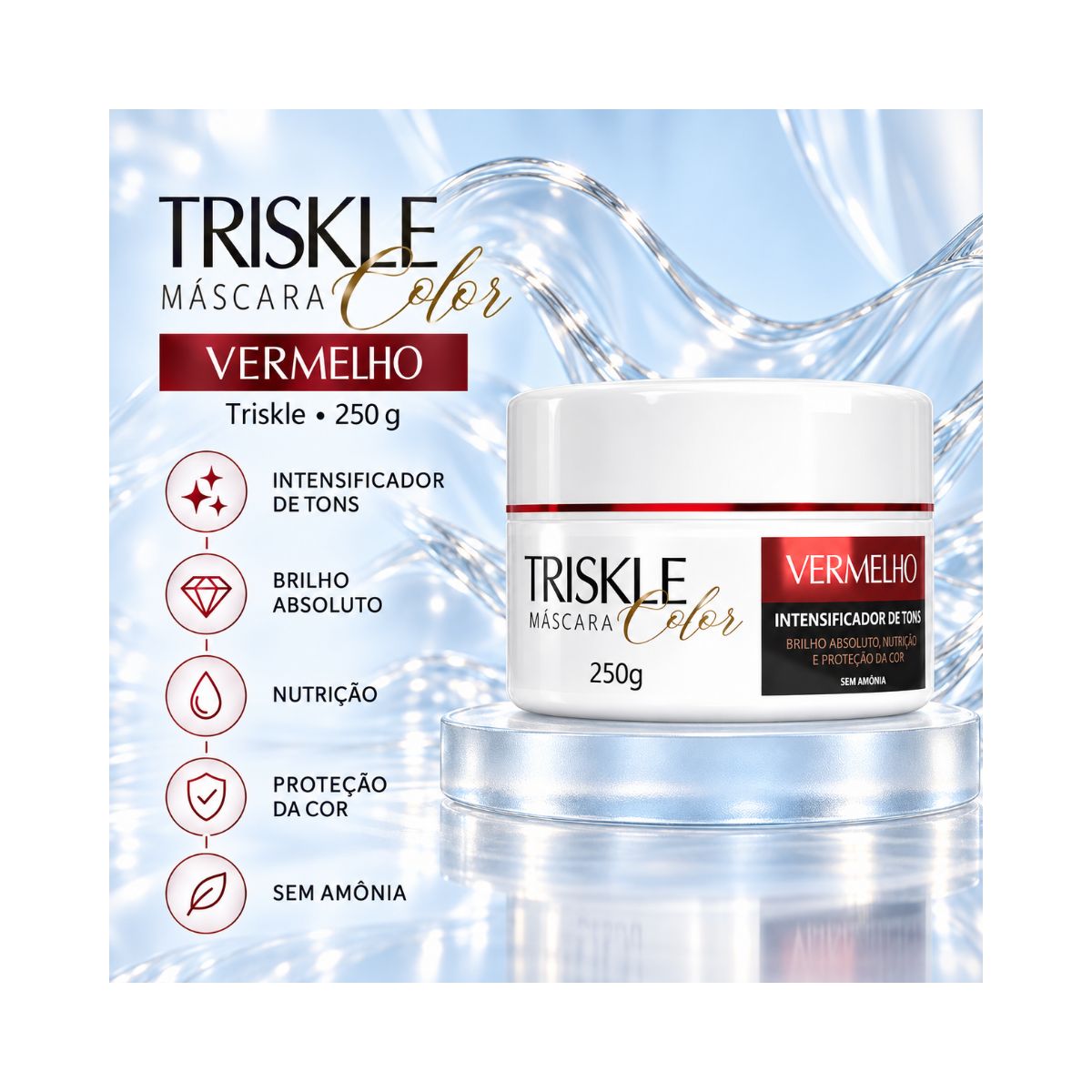 MÁSCARA INTENSIVE REPAIR VERMELHO INTENSIFICADOR DE TONS TRISKLE 250G