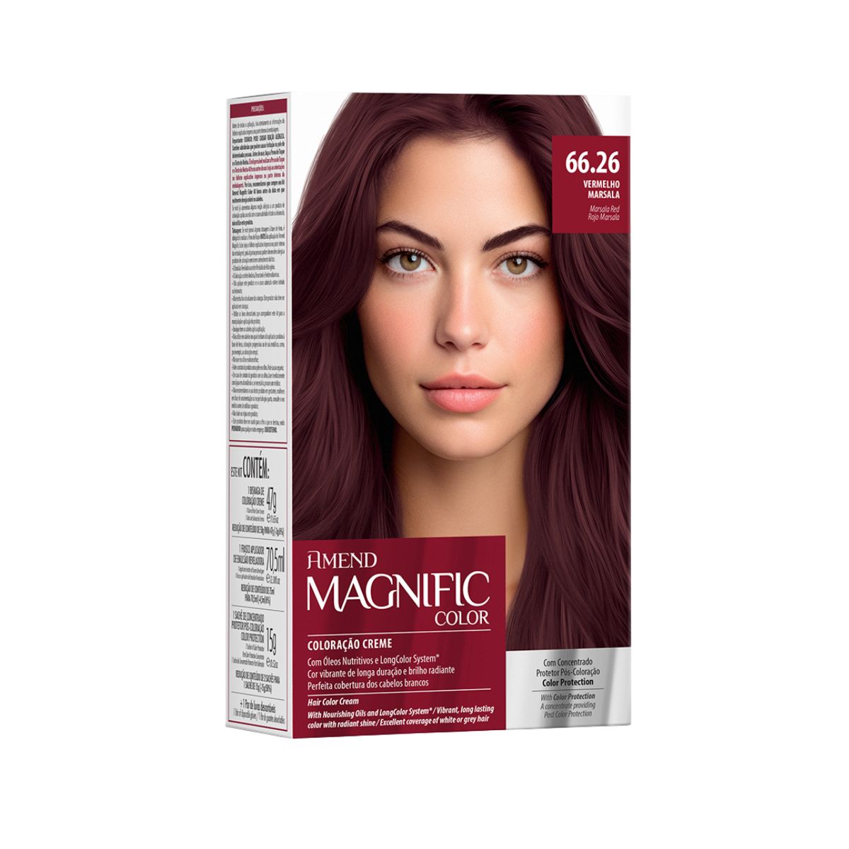 COLORAÇÃO CREME MAGNIFIC COLOR 66.26 VERMELHO MARSALA AMEND