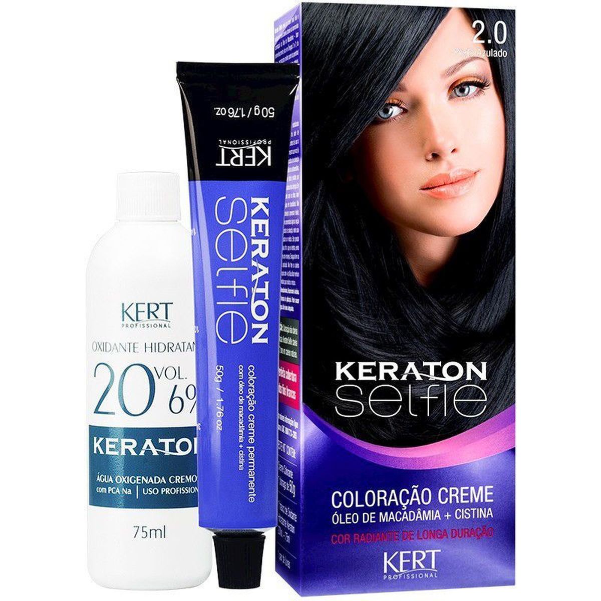 COLORAÇÃO KERATON SELFIE 2.0 PRETO AZULADO KERT 50G