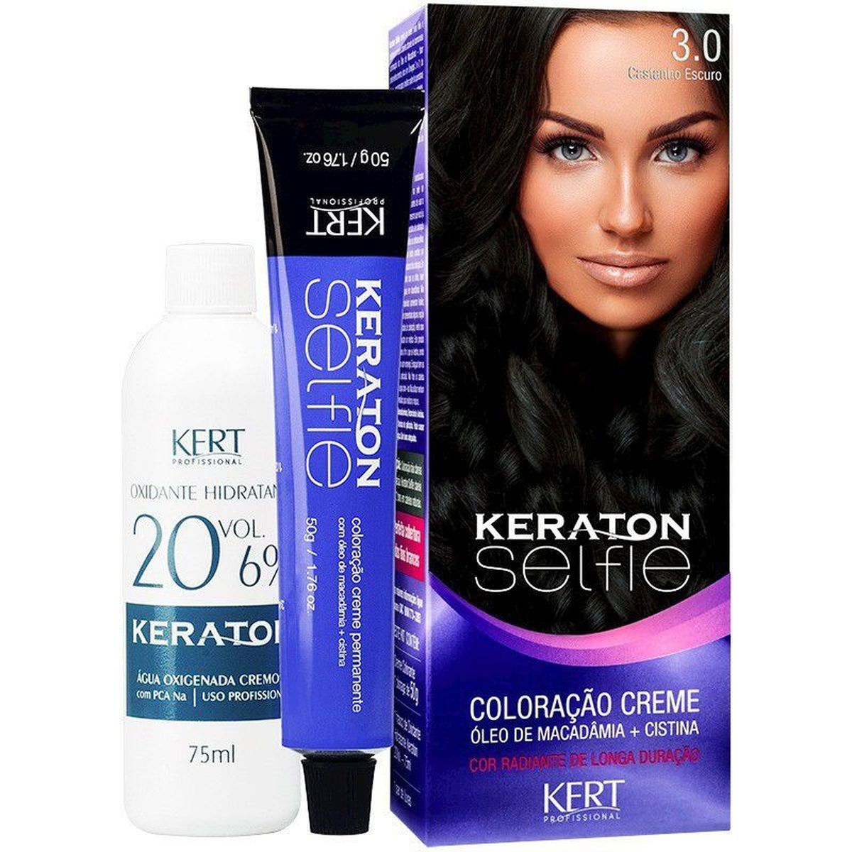 COLORAÇÃO KERATON SELFIE 3.0 CASTANHO ESCURO KERT 50G