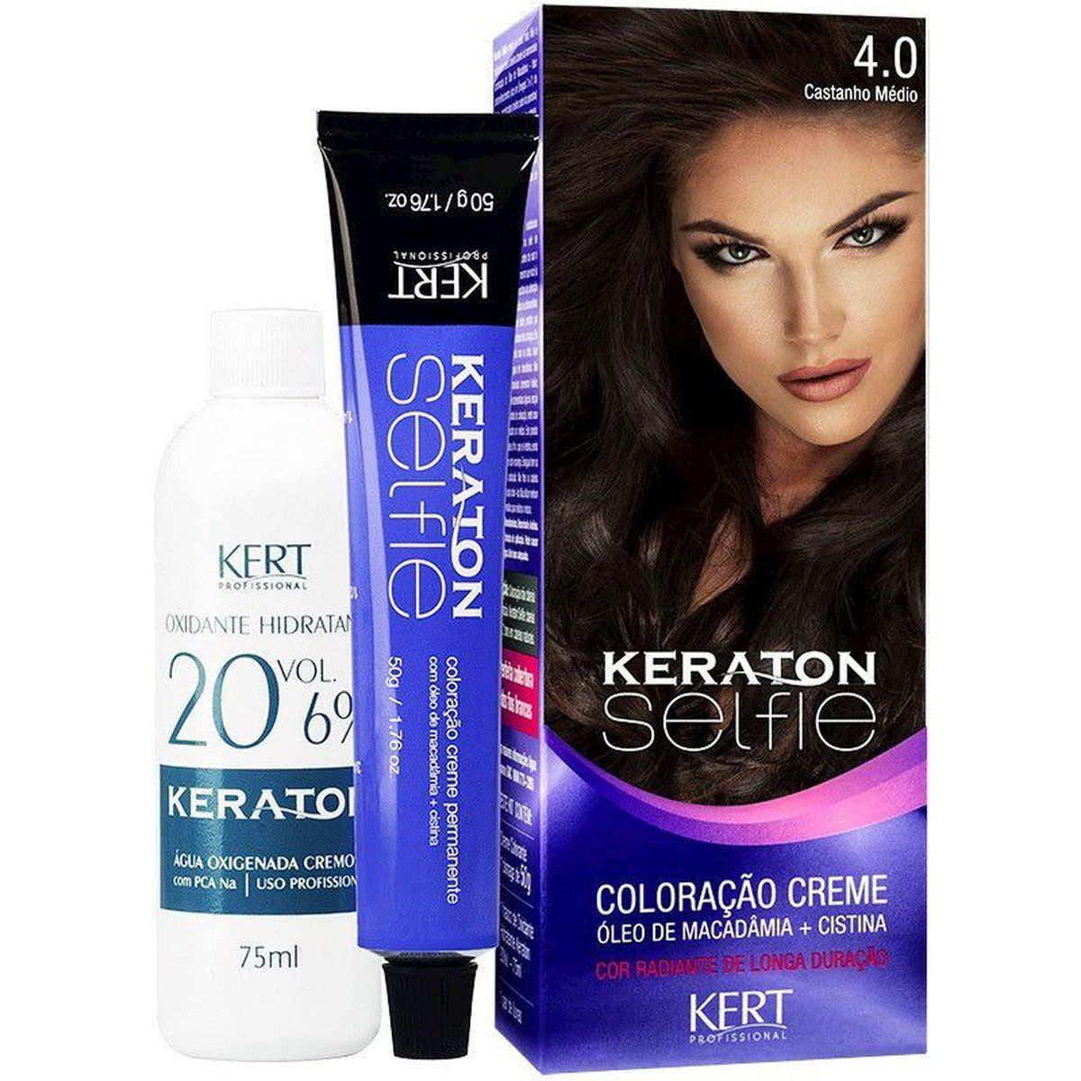 COLORAÇÃO KERATON SELFIE 4.0 CASTANHO MÉDIO KERT 50G
