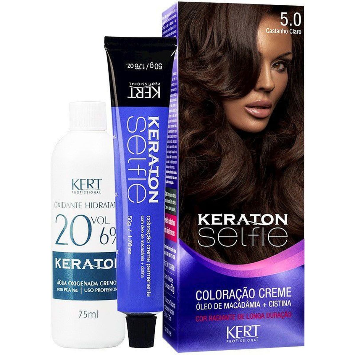 COLORAÇÃO KERATON SELFIE 5.0 CASTANHO CLARO KERT 50G