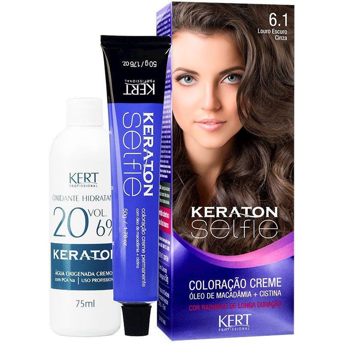 COLORAÇÃO KERATON SELFIE 6.1 LOURO CINZA KERT 50G