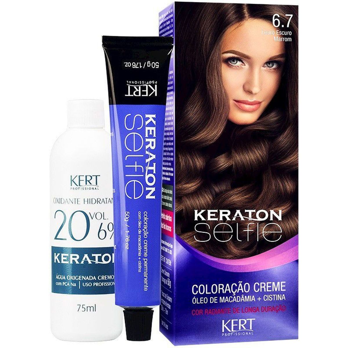 COLORAÇÃO KERATON SELFIE 6.7  LOURO ESCURO MARROM KERT 50G
