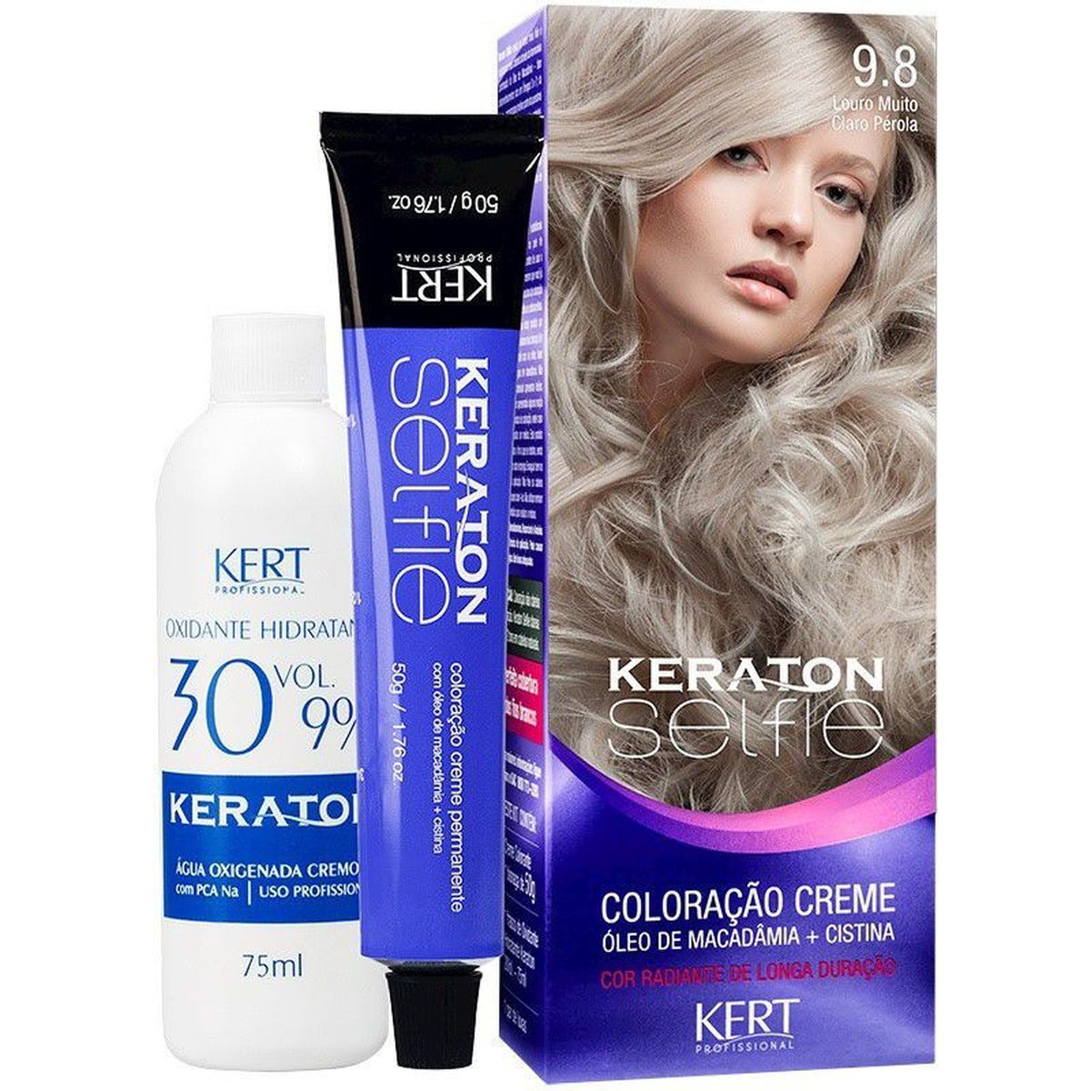 COLORAÇÃO KERATON SELFIE 9.8 LOURO MUITO CLARO PEROLA KERT 50G