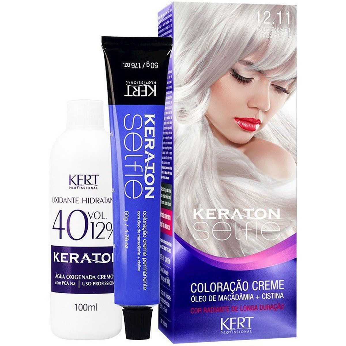 COLORAÇÃO KERATON SELFIE 12.11 LOURO ESPECIAL CINZA INTENSO KERT 50G