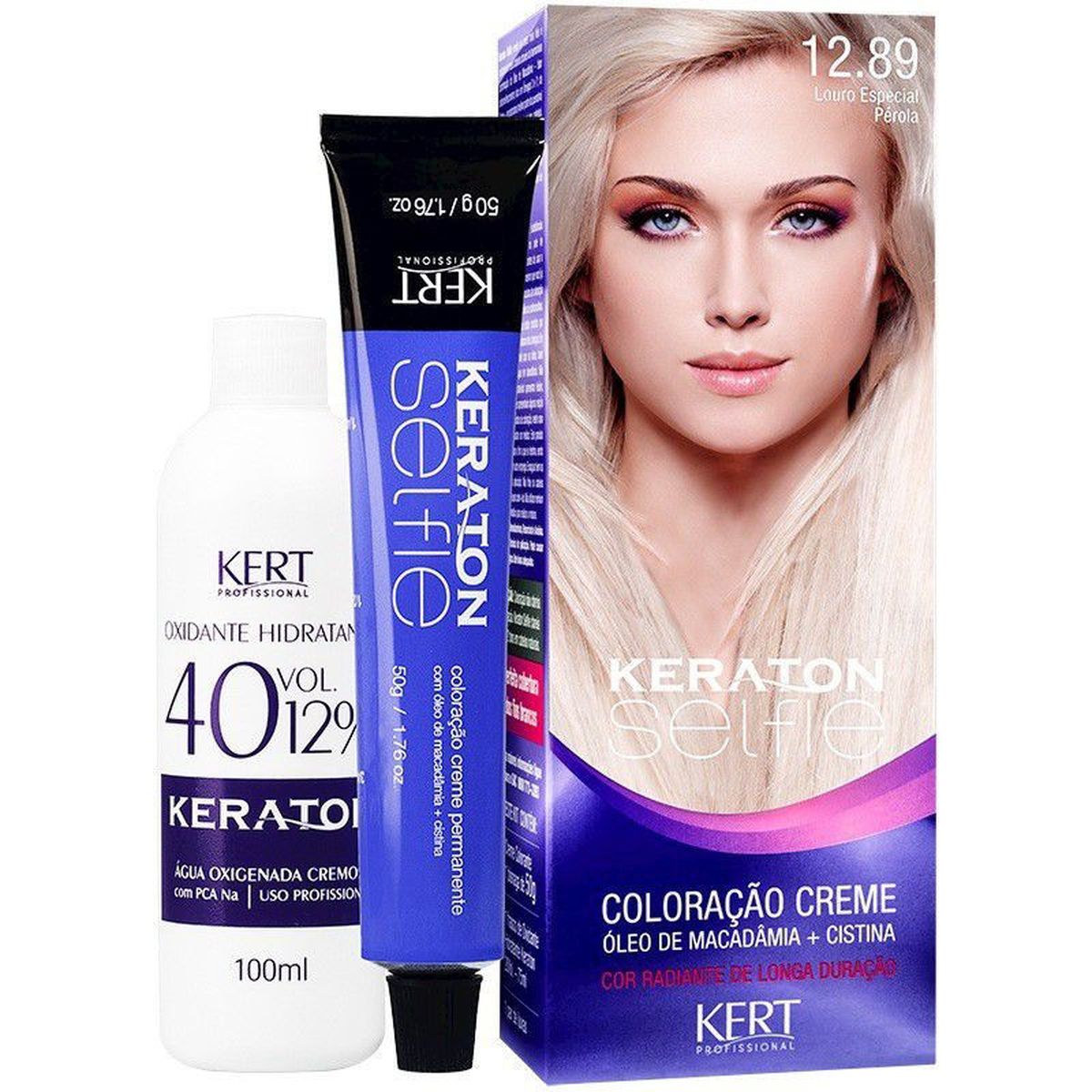 COLORAÇÃO KERATON SELFIE 12.89 LOURO ESPECIAL PÉROLA KERT 50G
