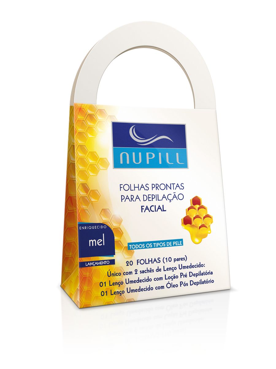 FOLHAS PRONTAS PARA DEPILAÇÃO FACIAL MEL 20 UNIDADES NUPILL