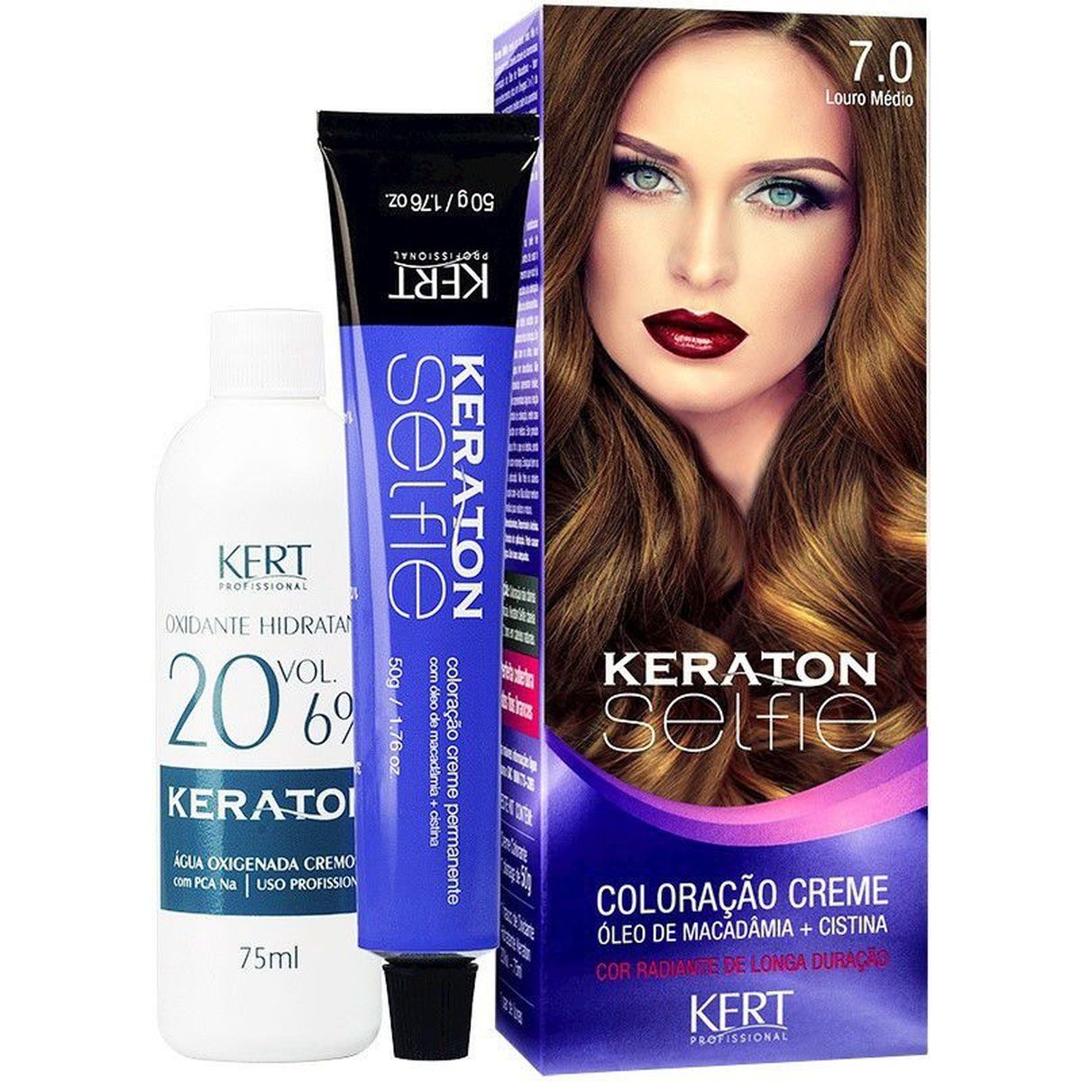 COLORAÇÃO KERATON SELFIE 7.0 LOURO MÉDIO KERT 50G