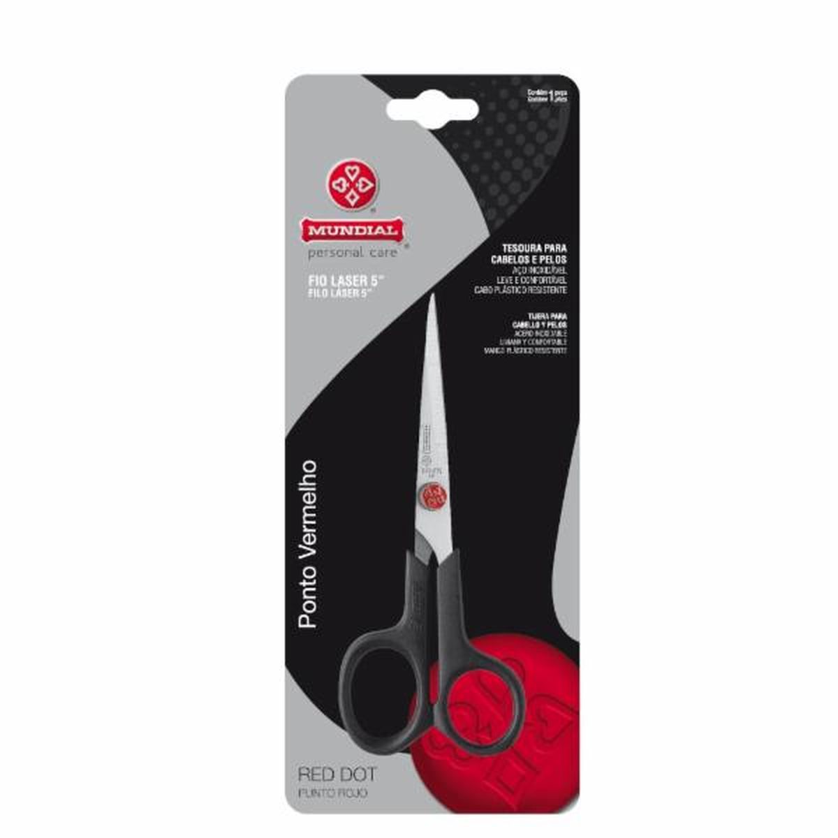 TESOURA PARA CABELO FIO LASER 5 INOX 12CM 663-5 MUNDIAL