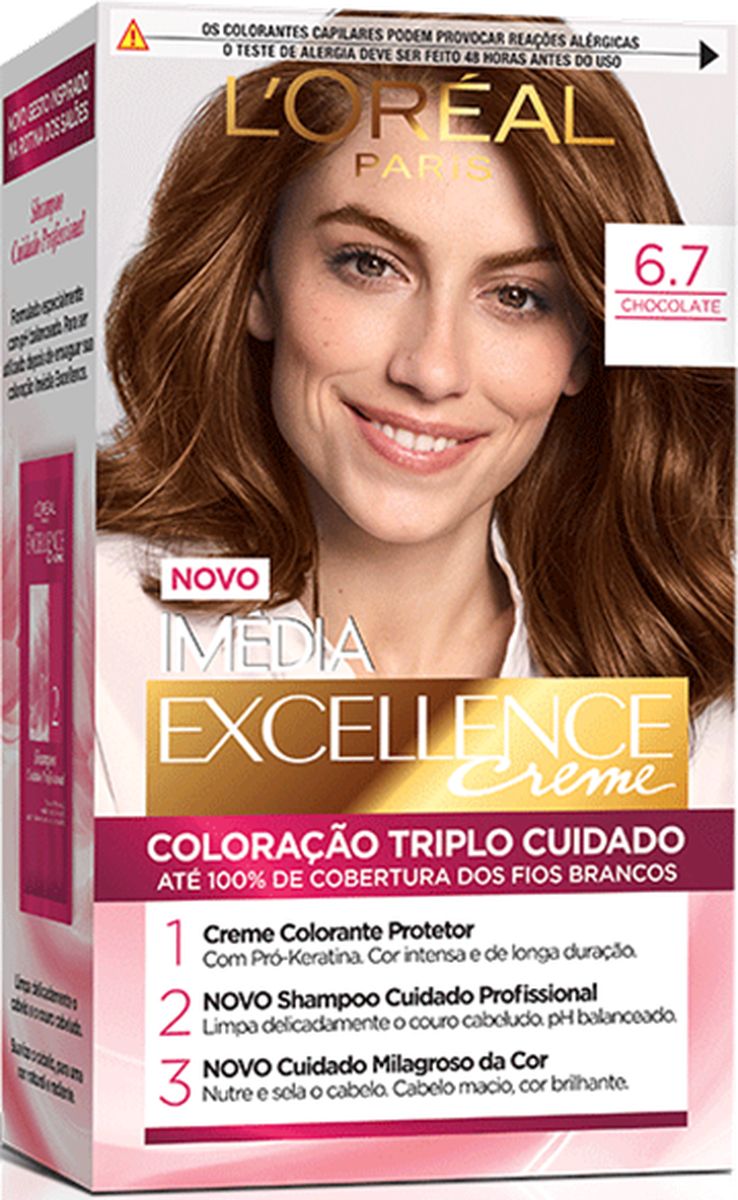 COLORAÇÃO CREME IMÉDIA EXCELLENCE 6.7 CHOCOLATE LOREAL PARIS