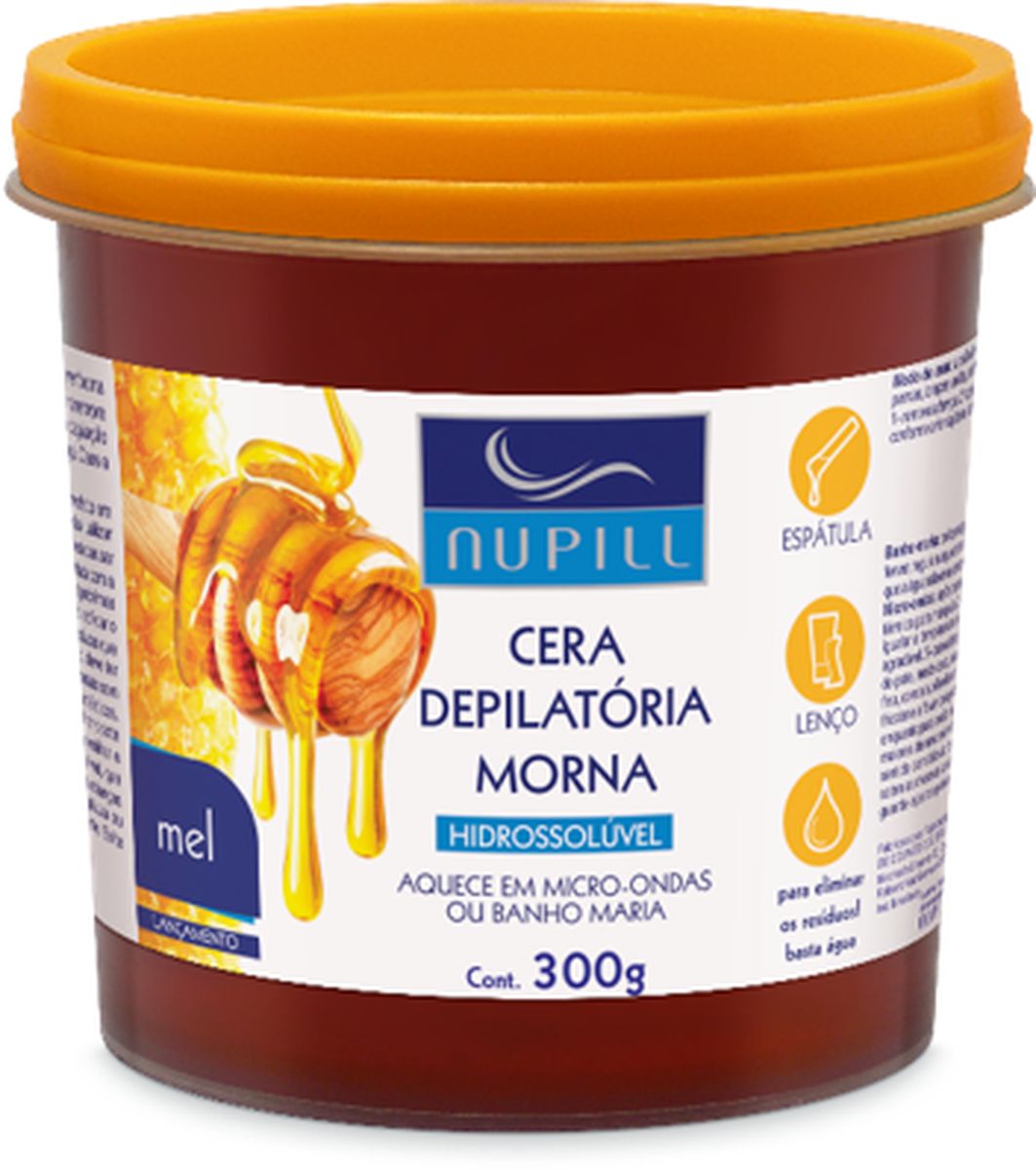 CERA DEPILATÓRIA MORNA HIDROSSOLÚVEL MEL NUPILL 300G