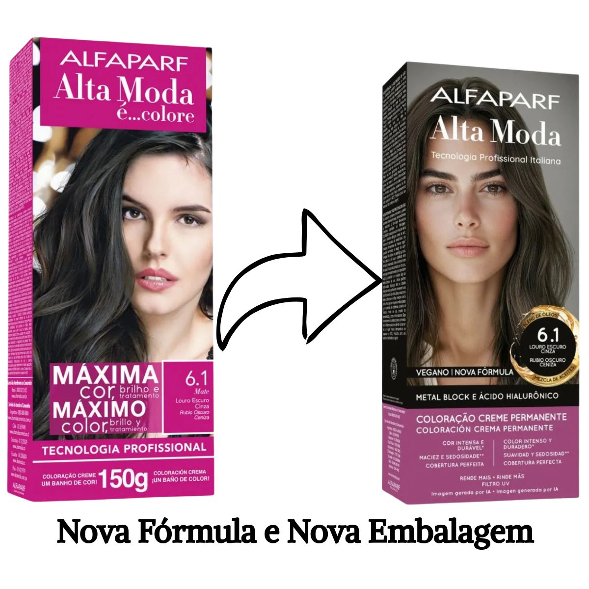 COLORAÇÃO ALFAPARF ALTA MODA 6.1 LOURO ESCURO CINZA 150G