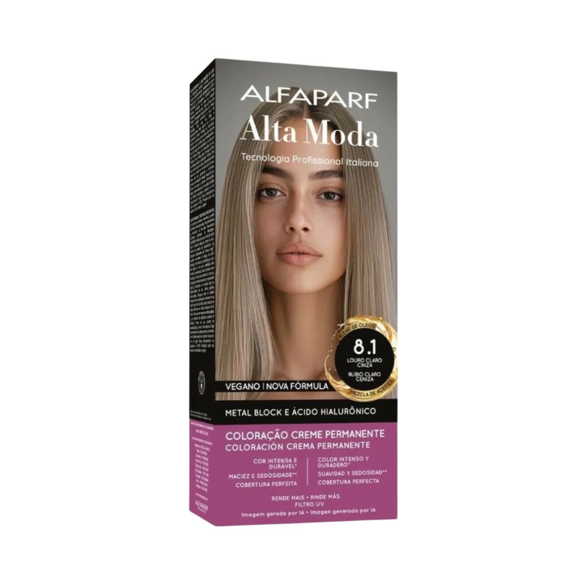 COLORAÇÃO ALFAPARF ALTA MODA 8.1 LOURO CLARO CINZA 150G