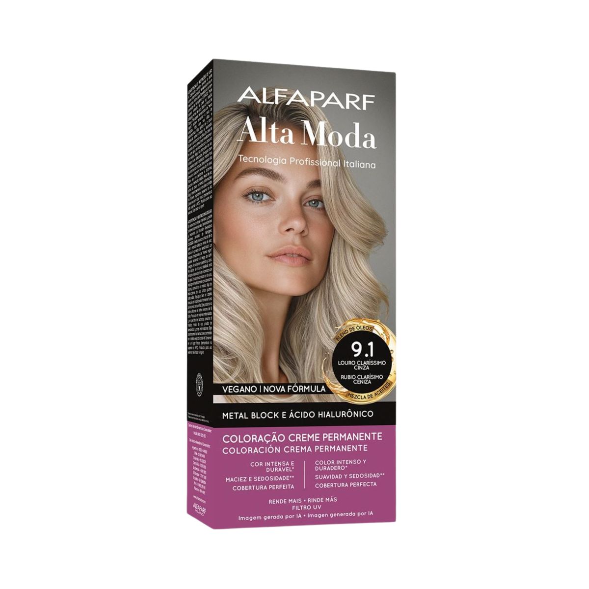 COLORAÇÃO ALFAPARF ALTA MODA 9.1 LOURO CLARÍSSIMO CINZA 150G
