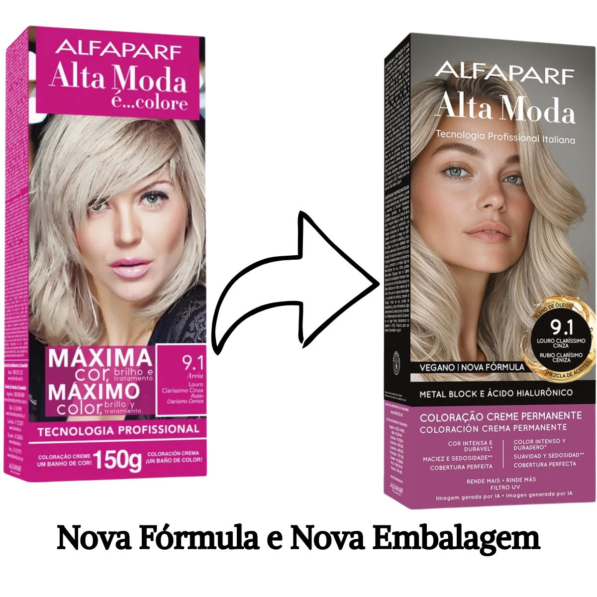 COLORAÇÃO ALFAPARF ALTA MODA 9.1 LOURO CLARÍSSIMO CINZA 150G