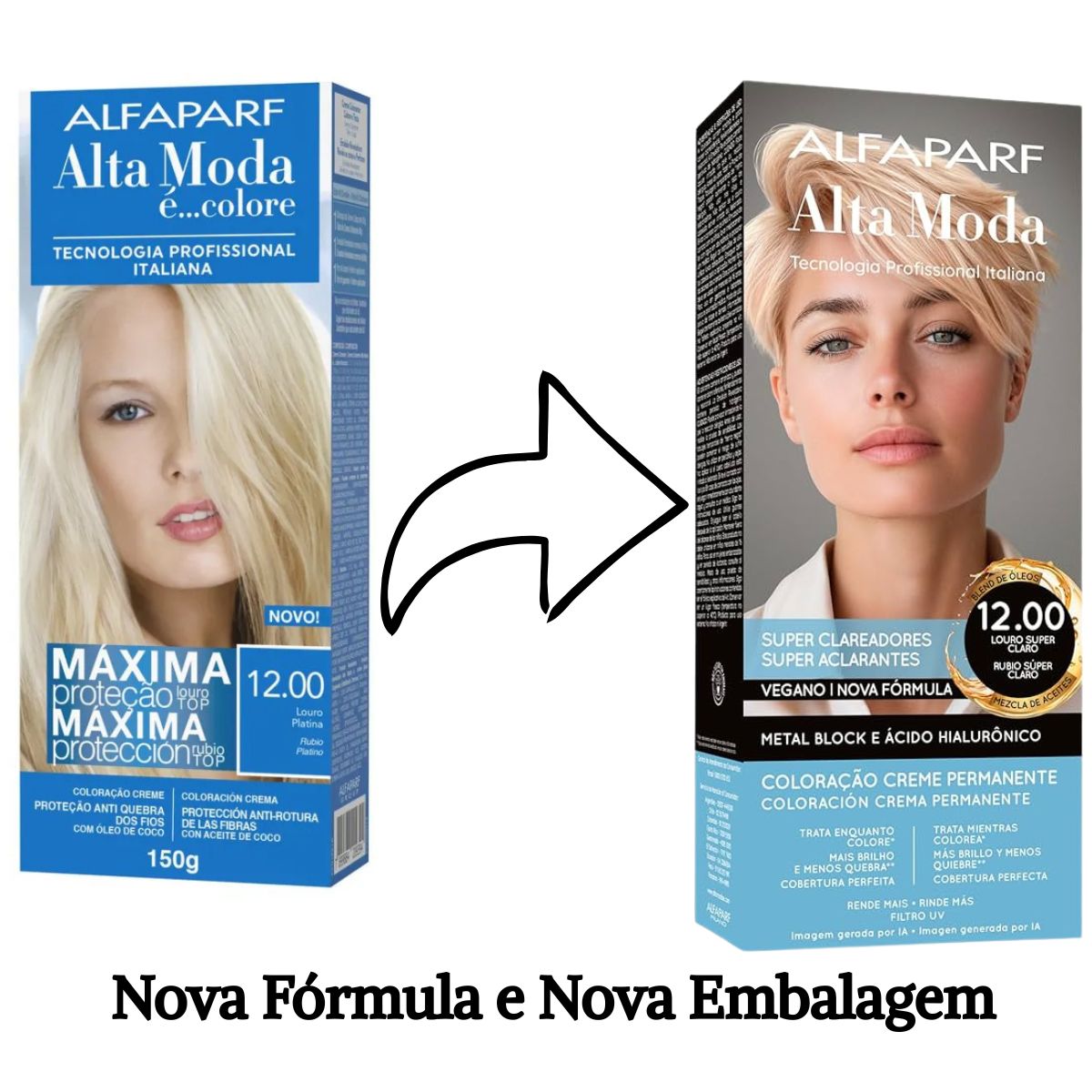 COLORAÇÃO ALFAPARF ALTA MODA 12.00 LOURO PLATINA CHAMPAGNE 150G