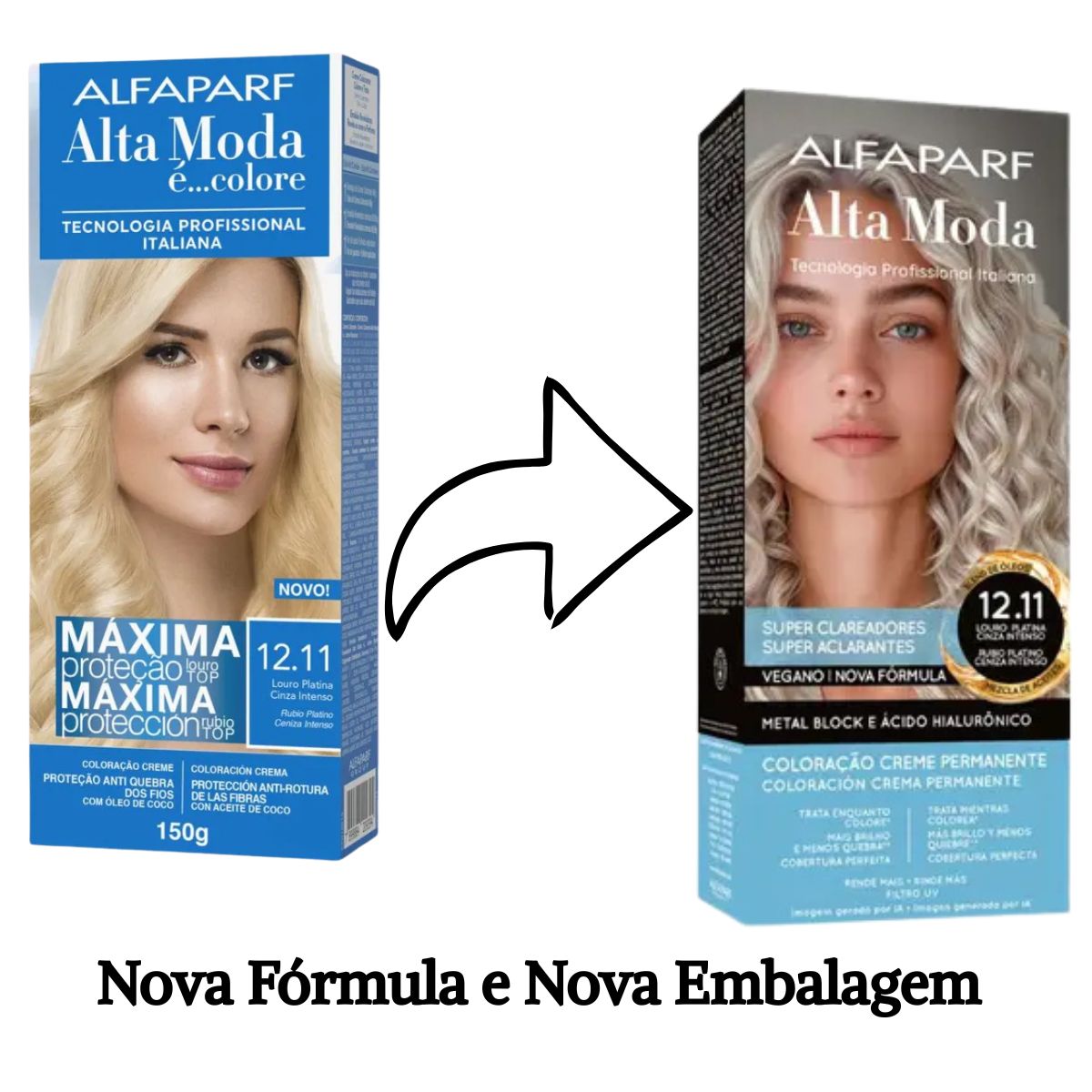 COLORAÇÃO ALFAPARF ALTA MODA 12.11 LOURO PLATINA CINZA 150G