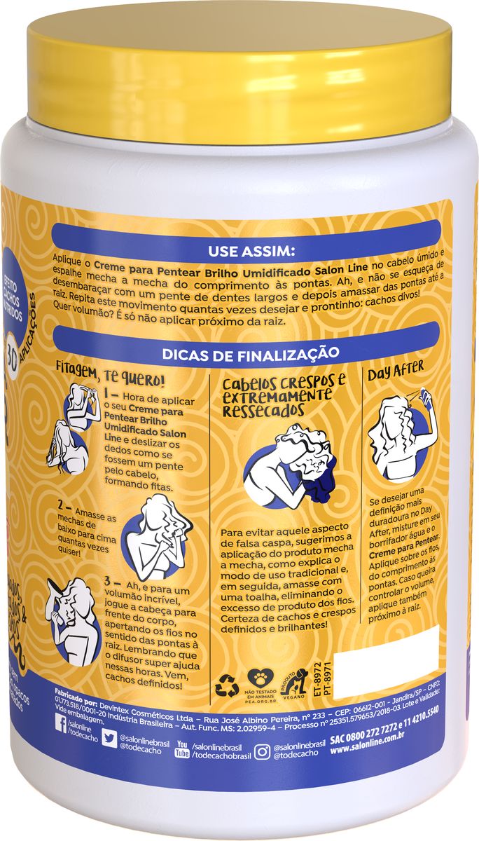 CREME PARA PENTEAR BRILHO UMIDIFICADO SALON LINE 1KG