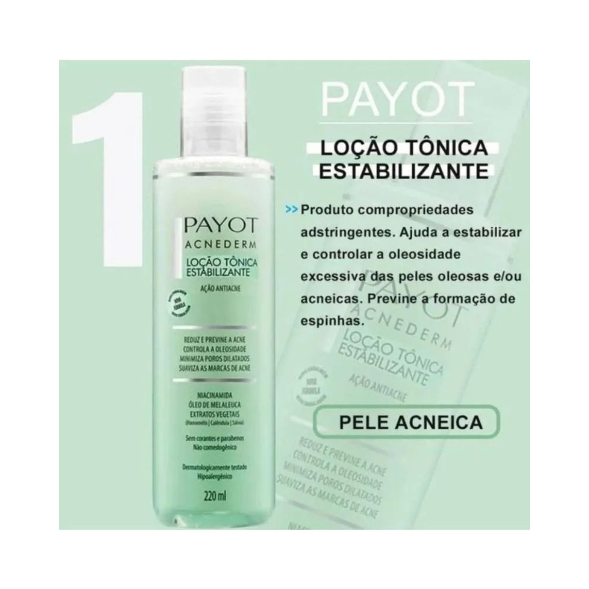 LOÇÃO FACIAL TÔNICO ESTABILIZANTE ACNEDERM PAYOT 220ML