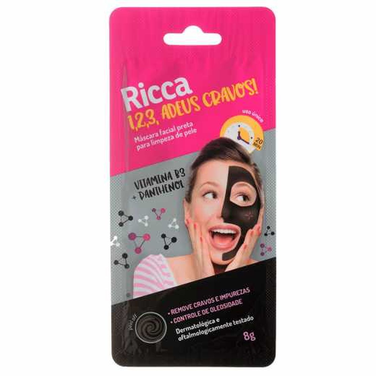 MÁSCARA FACIAL LIMPEZA DE PELE PRETA CRAVOS RICCA 8G