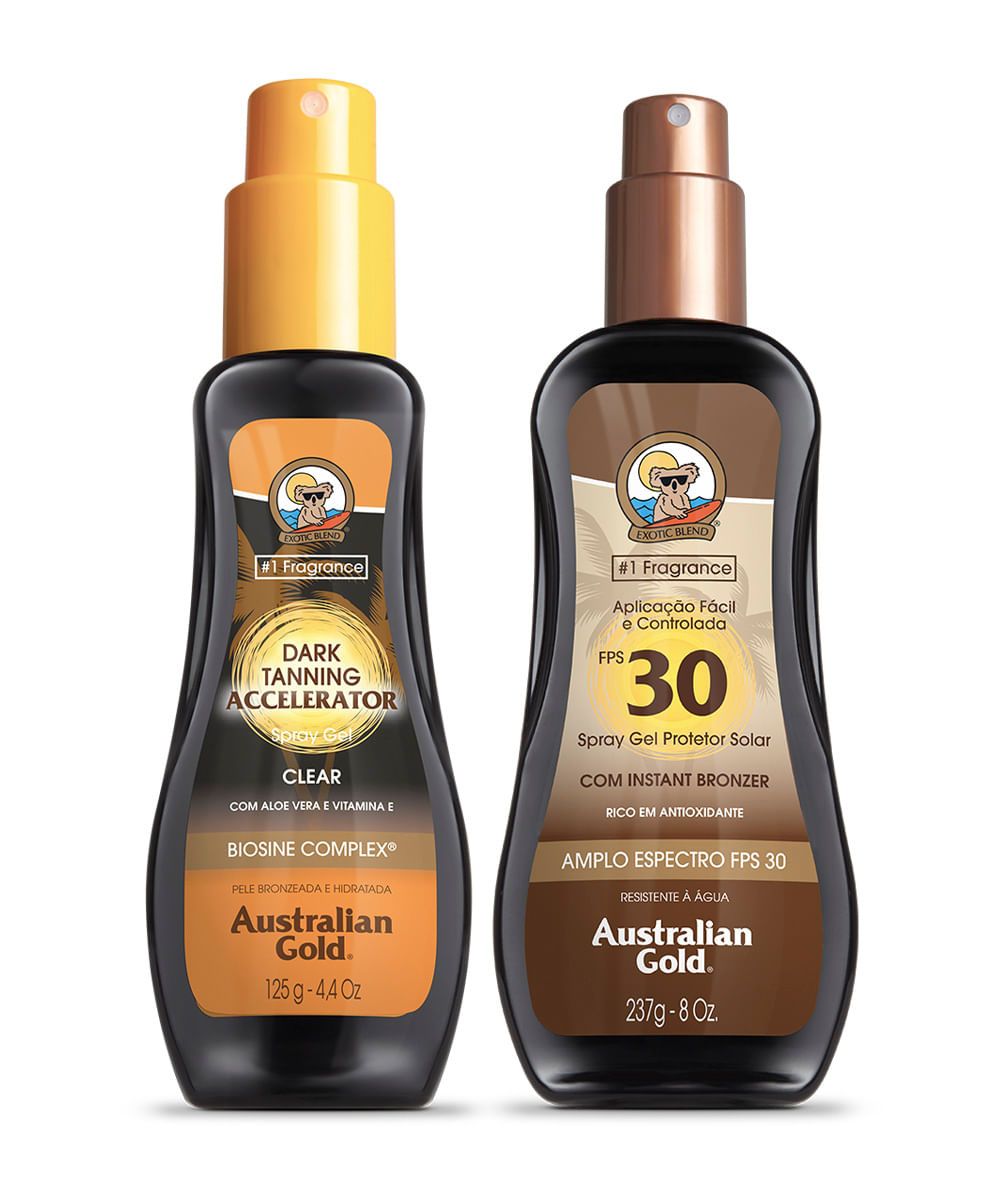 KIT PROTETOR SOLAR INSTANT BRONZE FPS30 + ACELERADOR DE BRONZEADO CLEAR DARK TAN