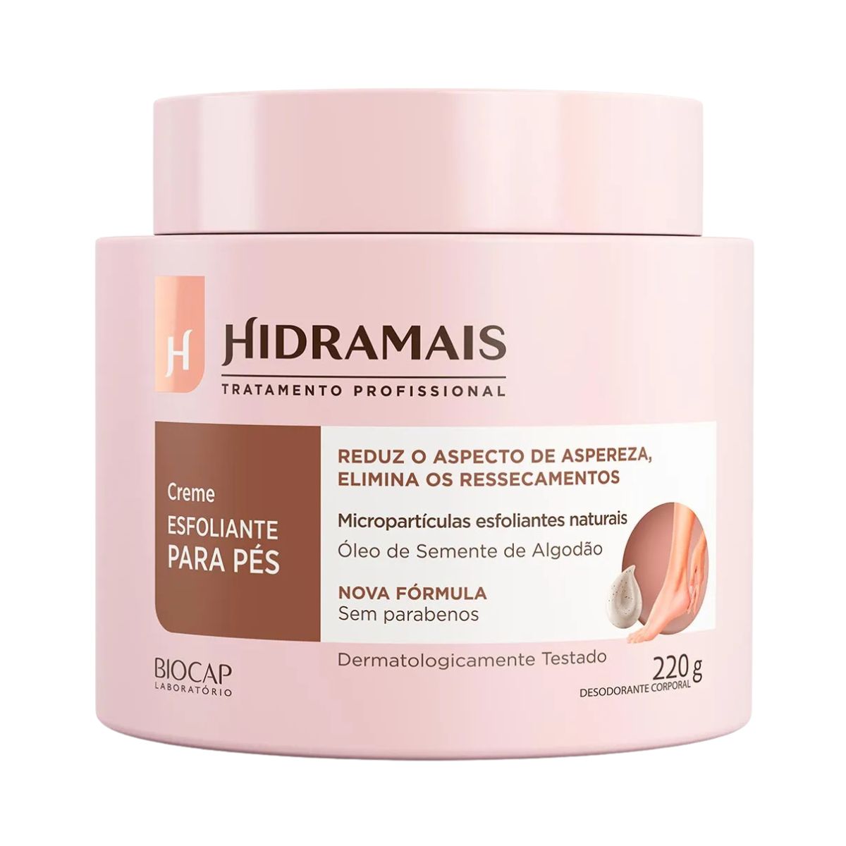 CREME DESODORANTE ESFOLIANTE PARA PÉS ÓLEO DE ALGODÃO HIDRAMAIS 220G