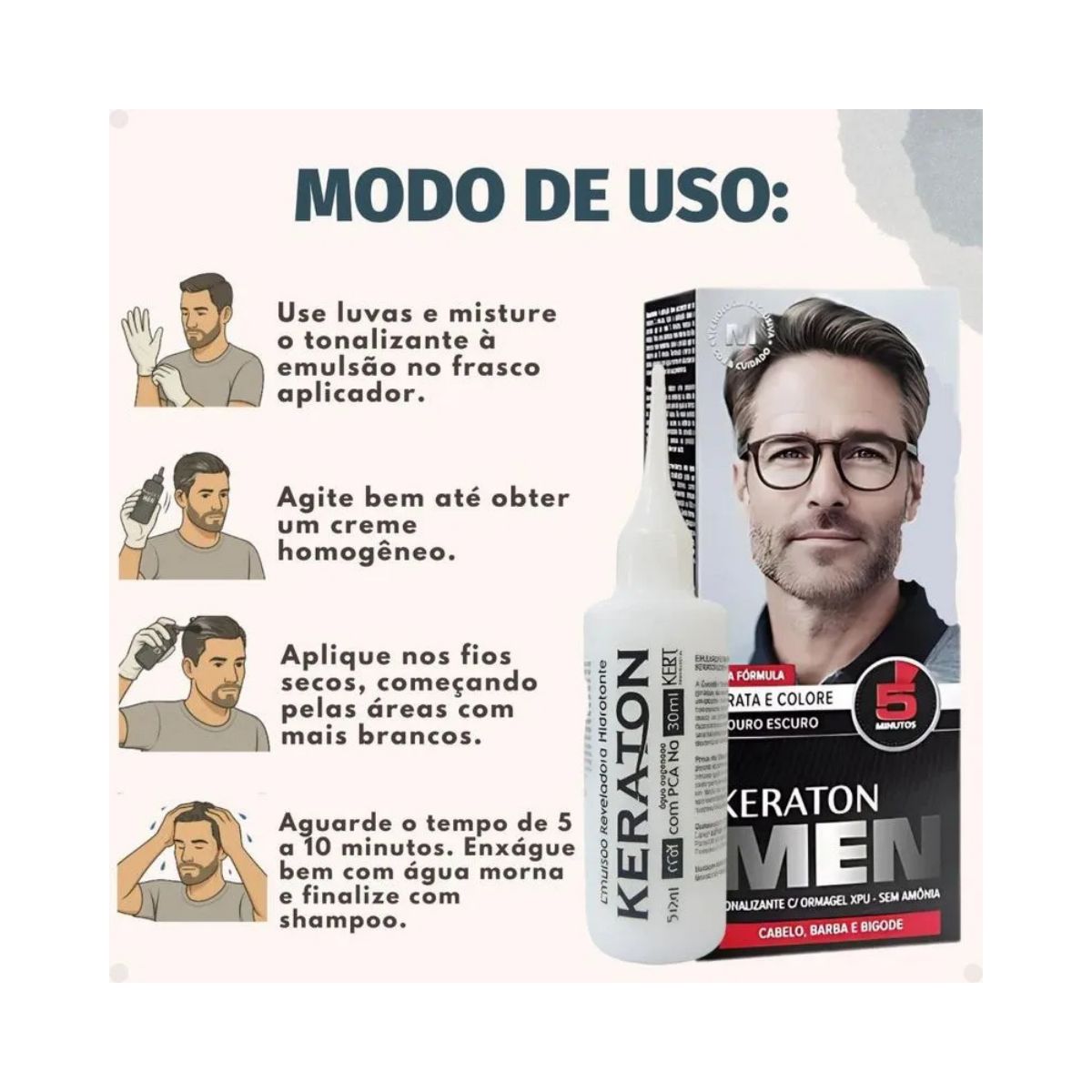 TONALIZANTE KERATON MEN LOURO ESCURO KERT 30ML
