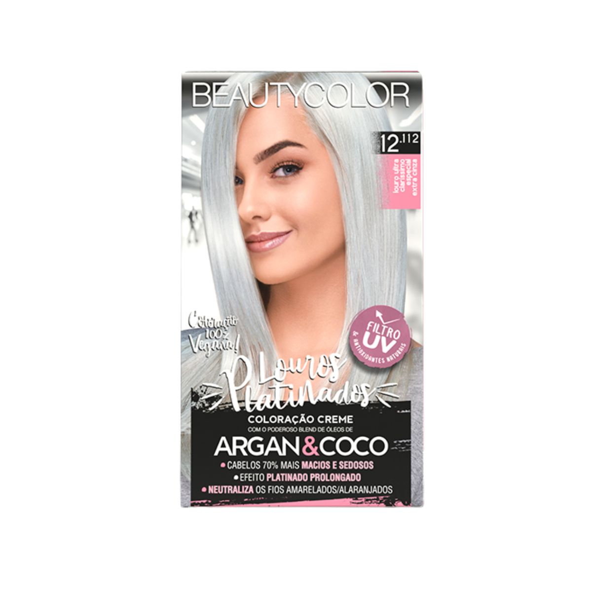 COLORAÇÃO KIT 12.112 LOURO ULTRA CLARÍSSIMO EXTRA CINZA BEAUTY COLOR