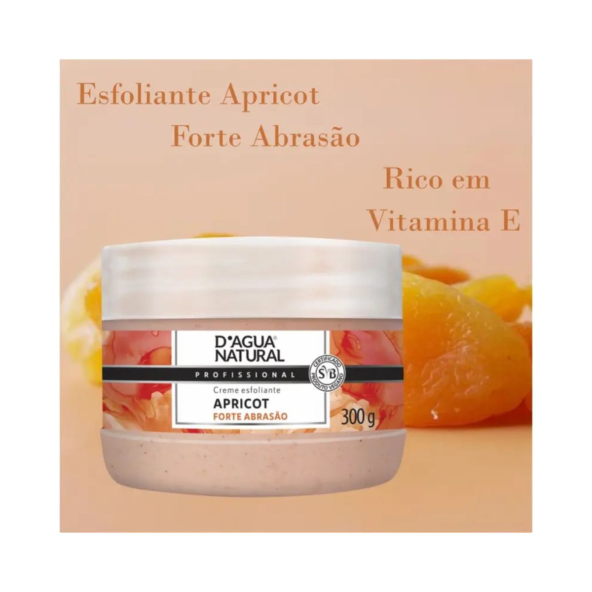 CREME ESFOLIANTE ÓLEO E SEMENTE DE APRICOT FORTE ABRASÃO DÁGUA NATURAL 300G