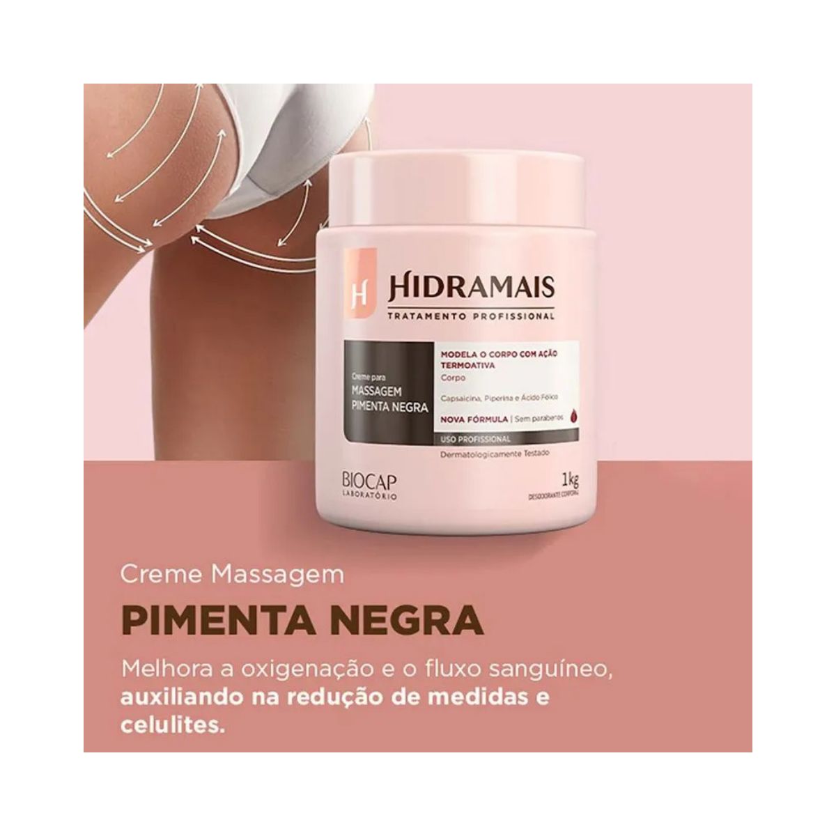 CREME ATIVADOR PARA MASSAGEM PIMENTA NEGRA HIDRAMAIS PROFISSIONAL 1KG