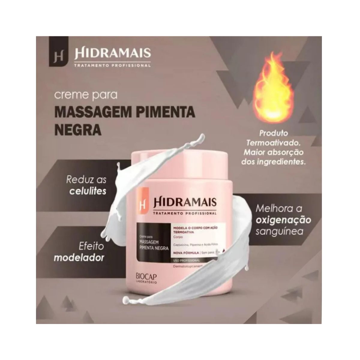 CREME ATIVADOR PARA MASSAGEM PIMENTA NEGRA HIDRAMAIS PROFISSIONAL 1KG