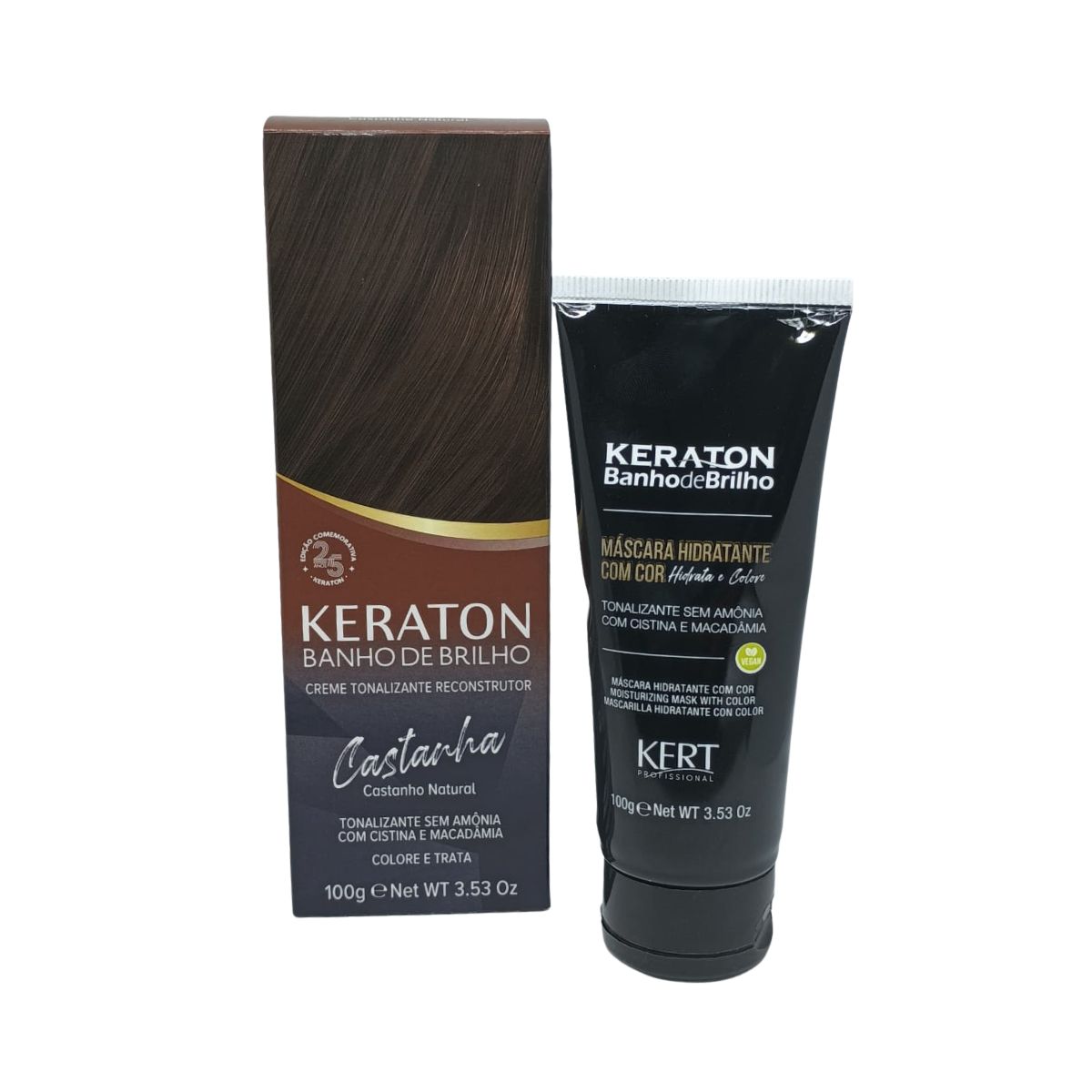 TONALIZANTE KERATON BANHO DE BRILHO CASTANHA CASTANHO NATURAL KERT 100G