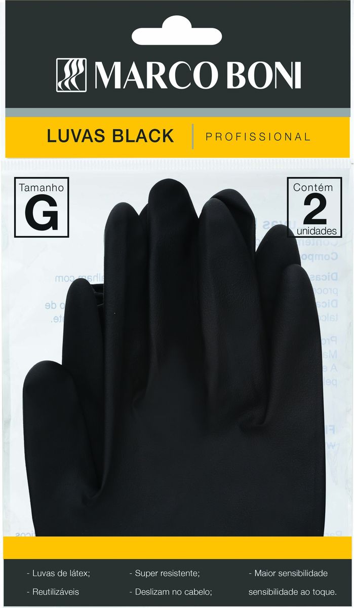 LUVA BLACK TAMANHO GRANDE COM 2 UNIDADES MARCO BONI 1497