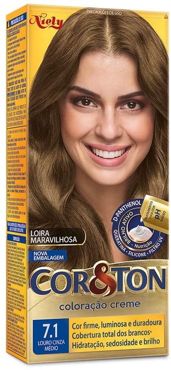 COLORAÇÃO COR&TON 7.1 LOURO CINZA MÉDIO NIELY 50G