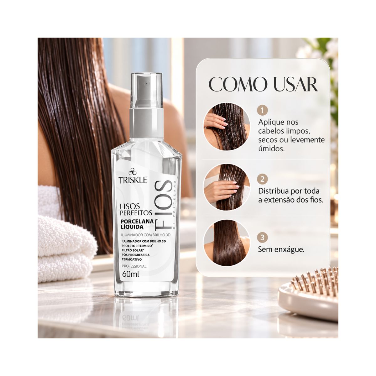 PORCELANA LÍQUIDA LISOS PERFEITOS FIOS DE PORCELANA TRISKLE 60ML