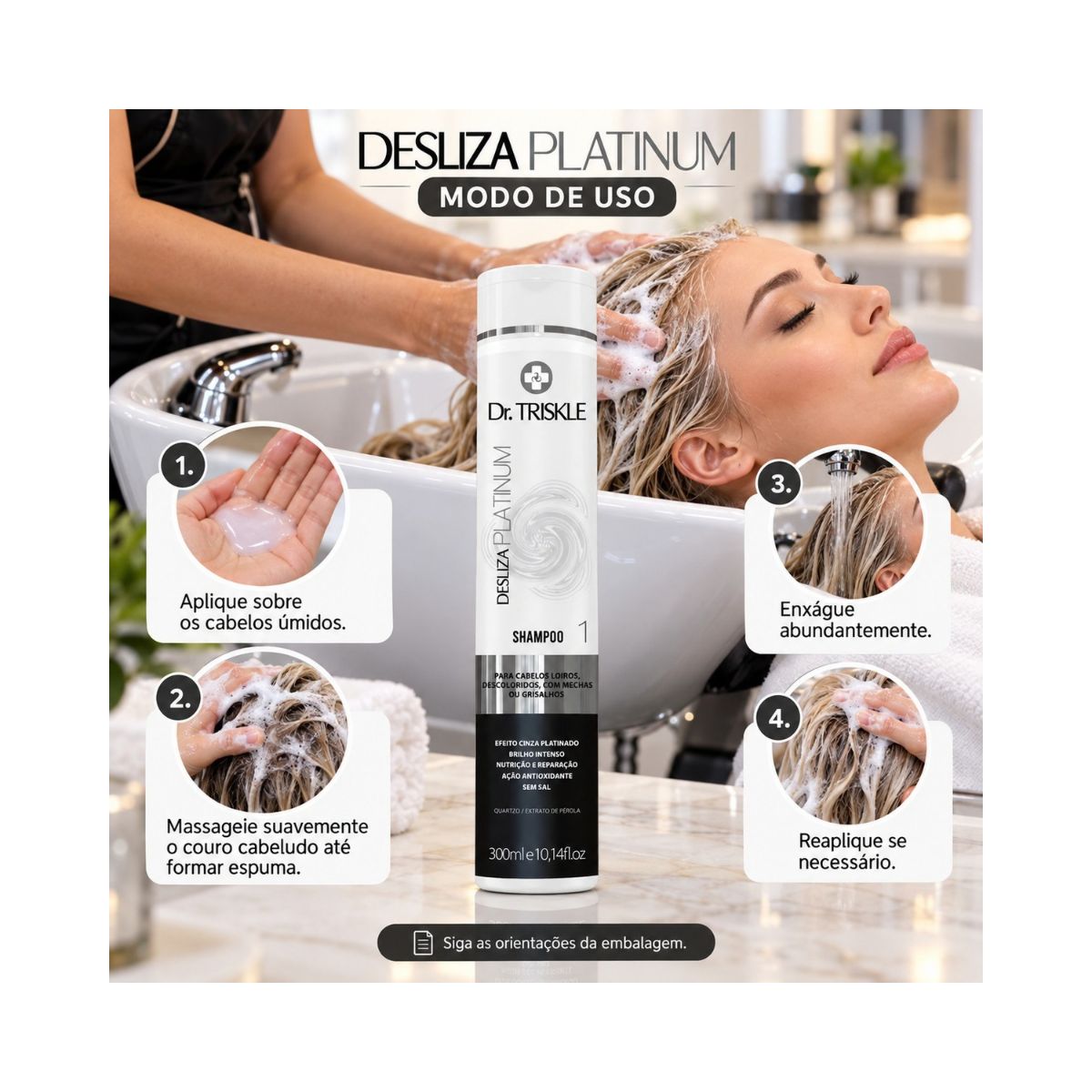 SHAMPOO INTENSIVE REPAIR DESLIZA PLATINUM TRISKLE 300ML