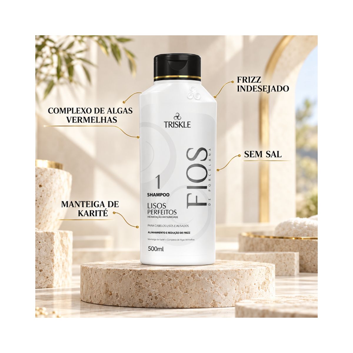 SHAMPOO LISOS PERFEITOS FIOS DE PORCELANA TRISKLE 500ML