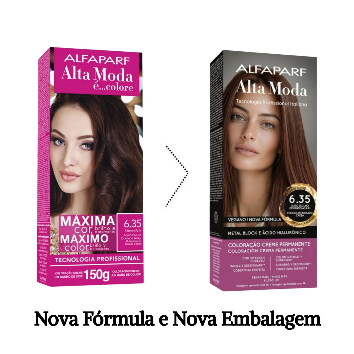 COLORAÇÃO ALFAPARF ALTA MODA 6.35 LOURO ESCURO DOURADO ACAJU CHOCOLATE 150G