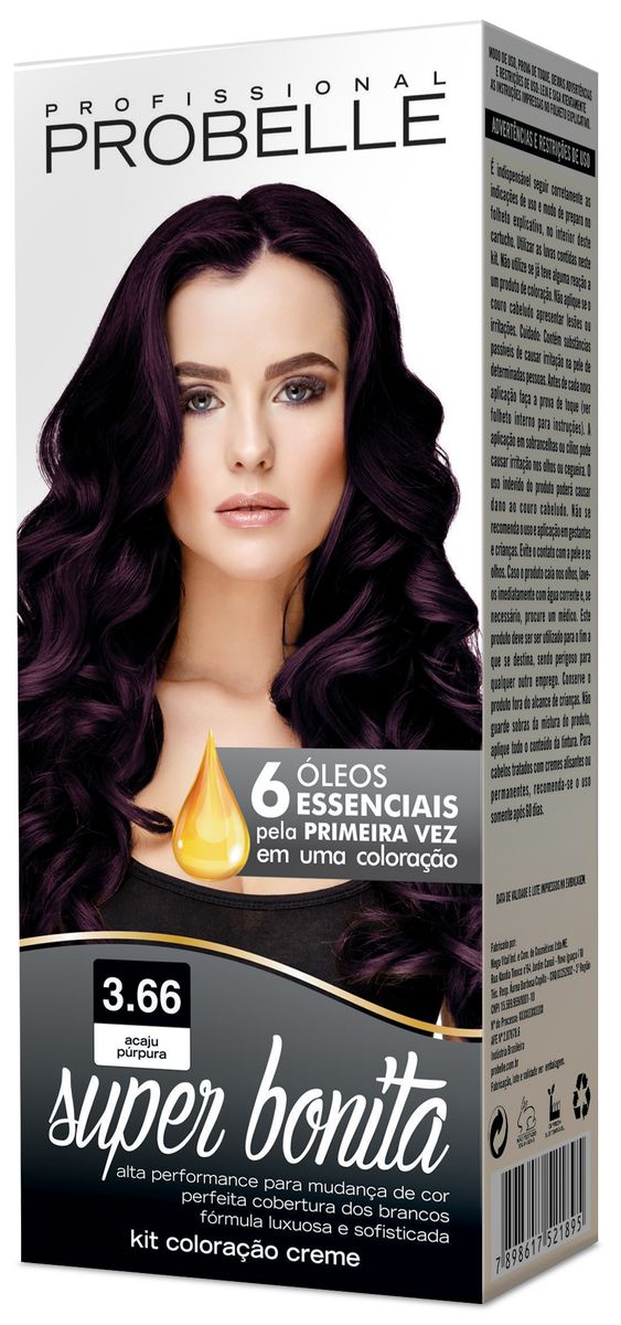 COLORAÇÃO SUPER BONITA 3.66 ACAJÚ PURPURA PROBELLE 50G