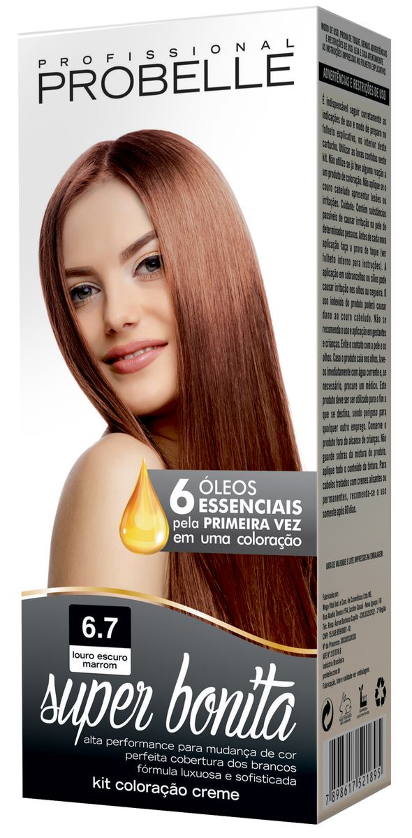 COLORAÇÃO SUPER BONITA 6.7 LOURO ESCURO MARROM PROBELLE 50G