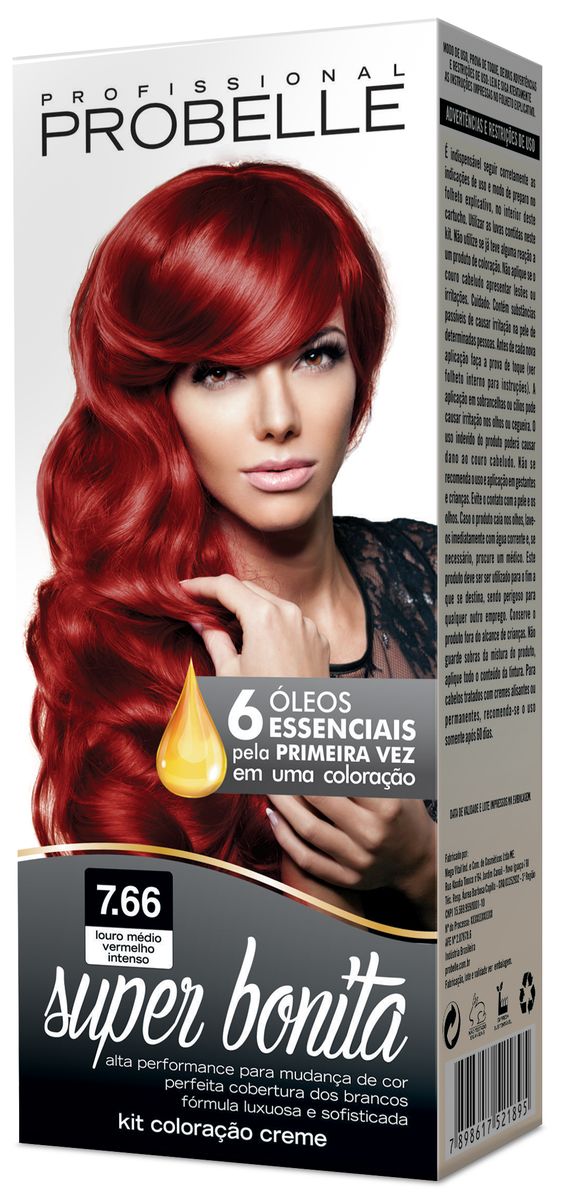 COLORAÇÃO SUPER BONITA 7.66 LOURO VERMELHO INTENSO PROBELLE 50G