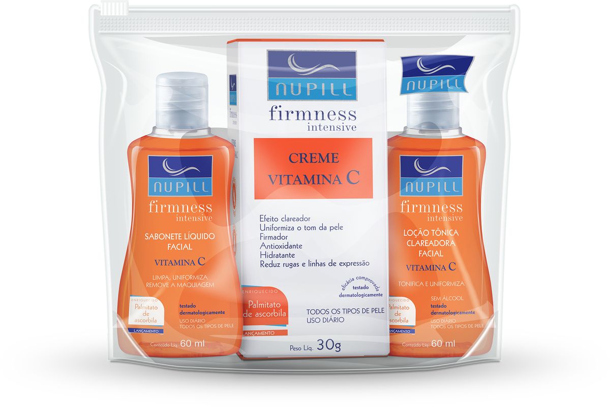 KIT FACIAL SABONETE+CREME VITAMINA C+LOÇÃO TÔNICA FIRMNESS INTENSIVE NUPILL