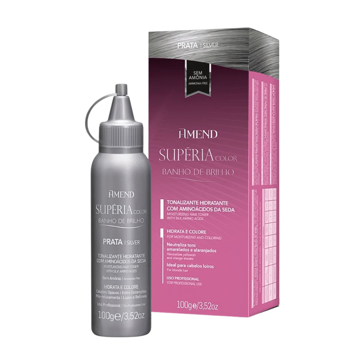 TONALIZANTE HIDRATANTE SUPÉRIA COLOR BANHO DE BRILHO SILVER PRATA AMEND 100G