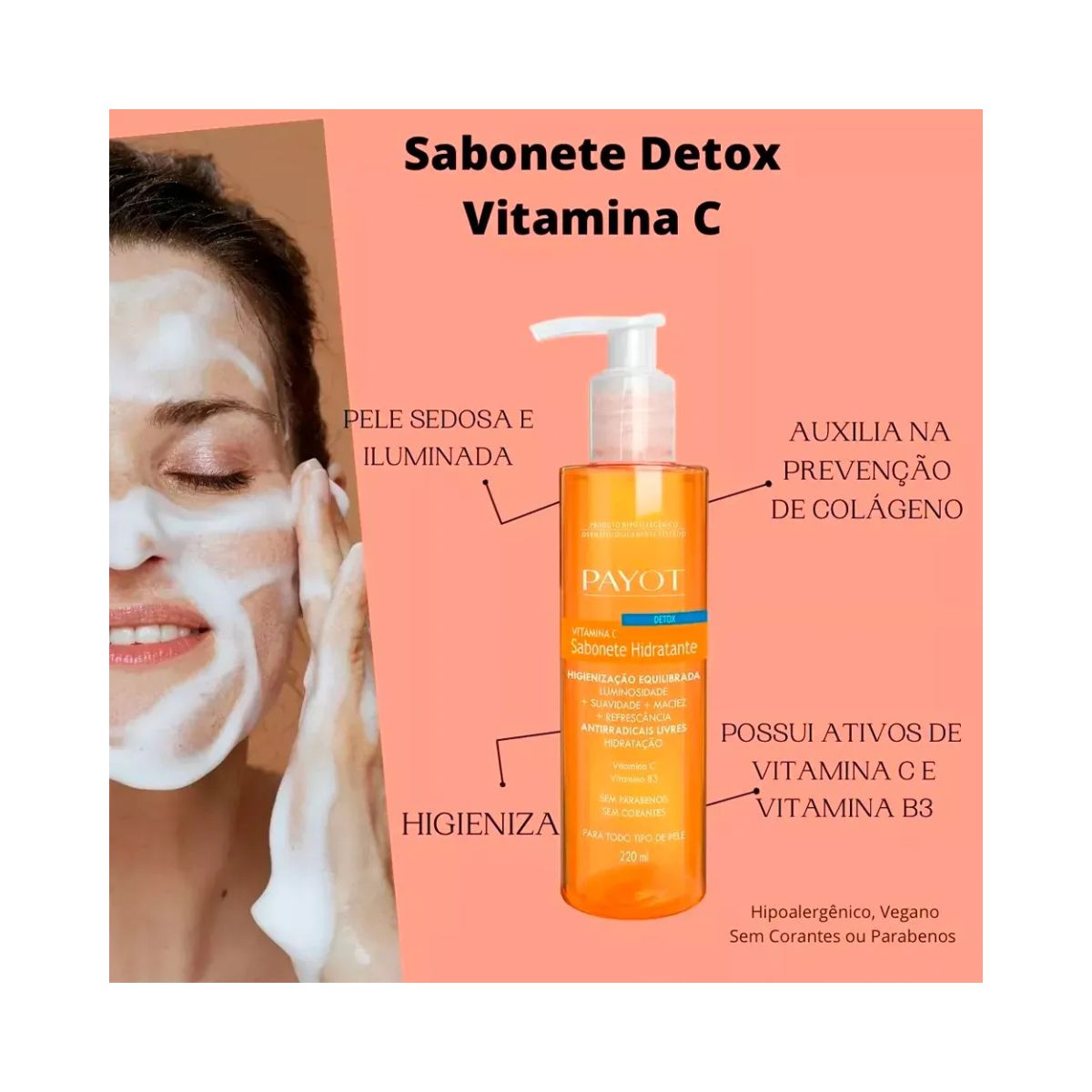 SABONETE HIDRATANTE LÍQUIDO DETOX VITAMINA C PAYOT 220ML