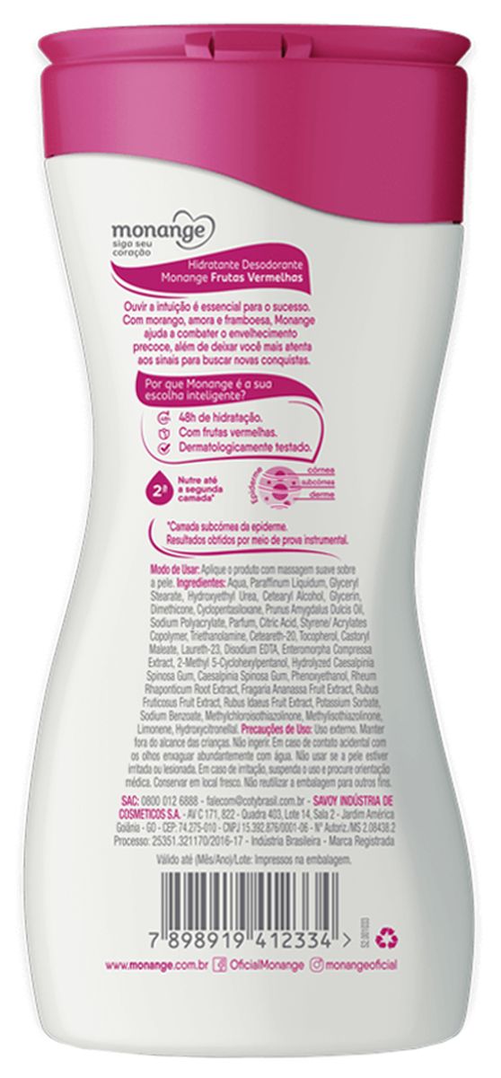 HIDRATANTE FRUTAS VERMELHAS MONANGE 200ML