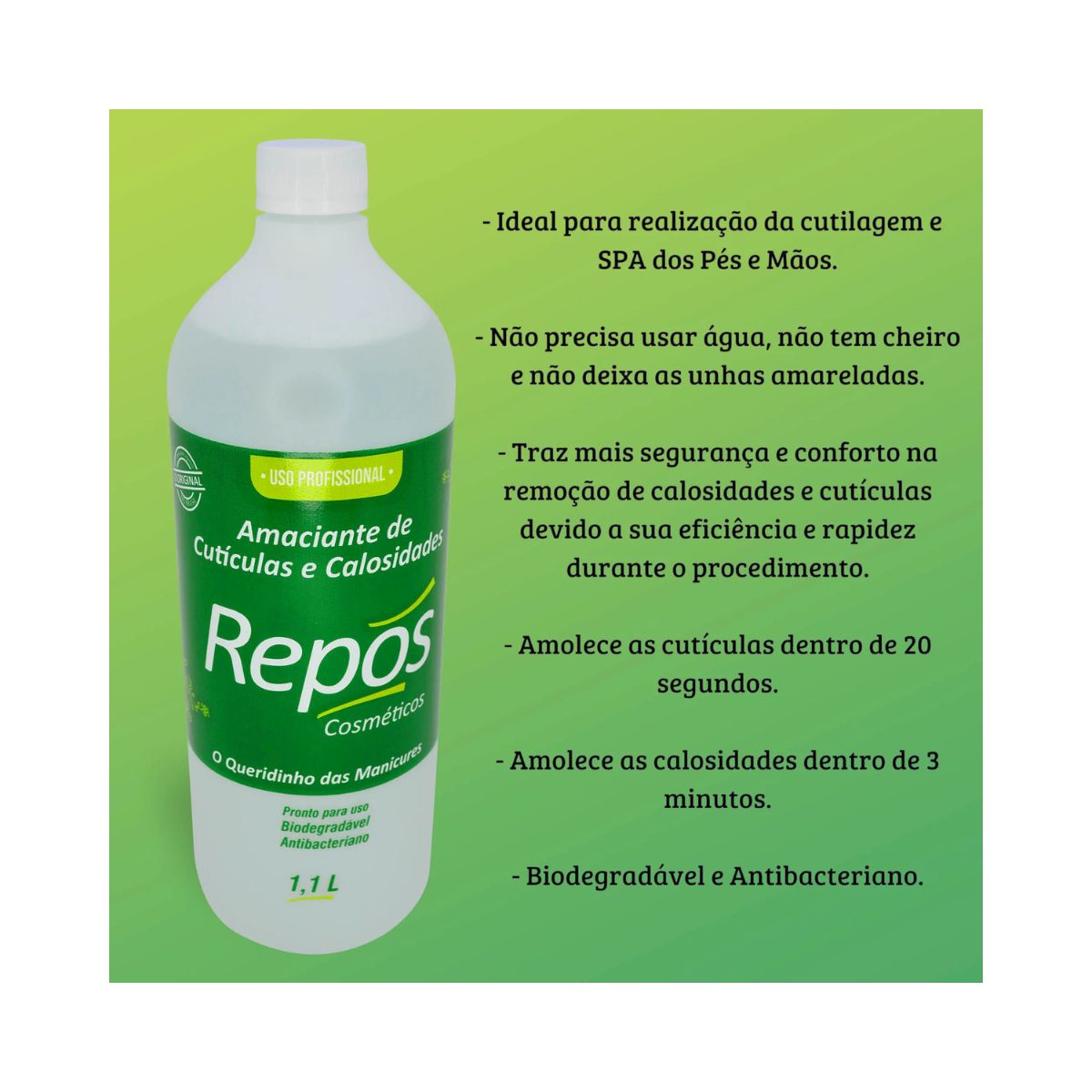 AMACIANTE LIQUIDO DE CUTÍCULAS E CALOSIDADE REPÓS 1,1L