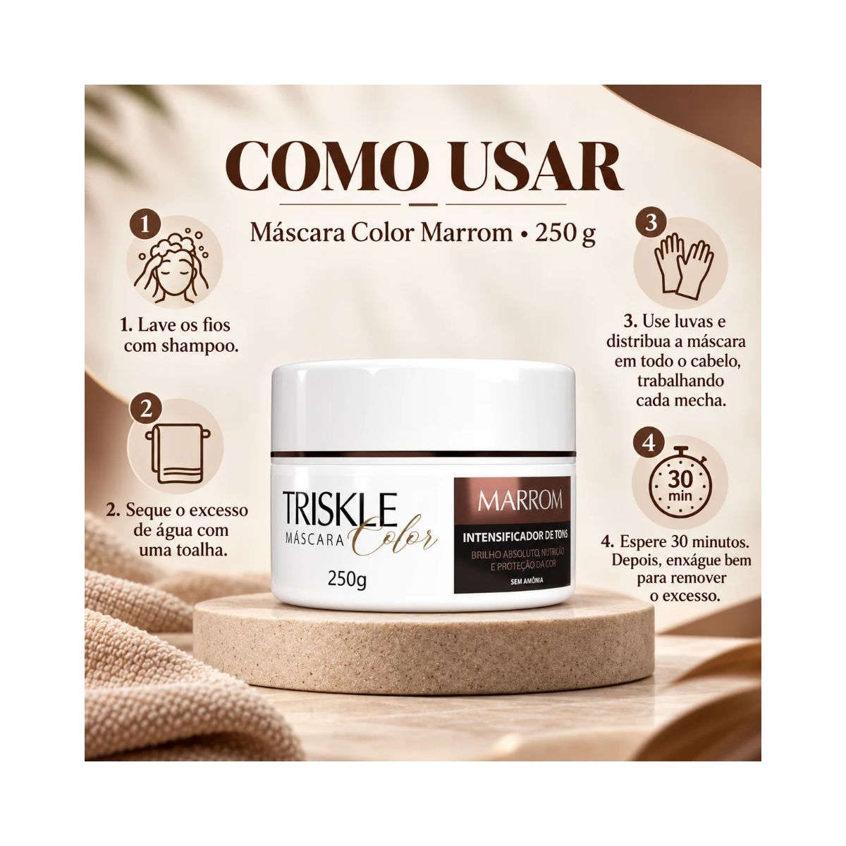 MÁSCARA INTENSIVE REPAIR MARROM INTENSIFICADOR DE TONS TRISKLE 300G