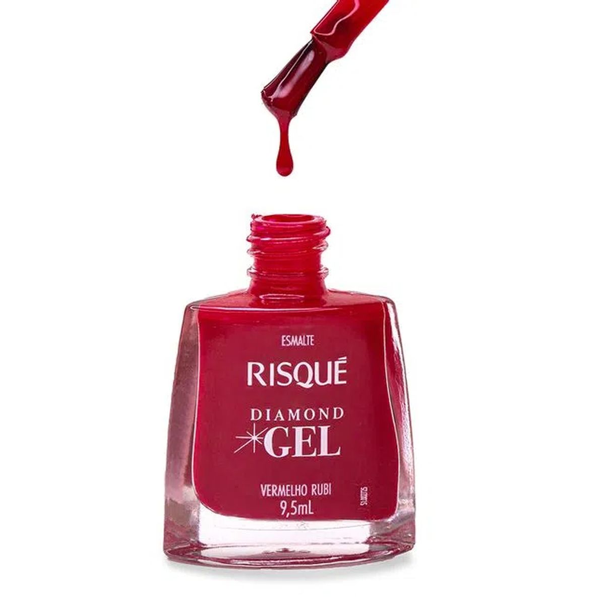ESMALTE RISQUÉ CREMOSO DIAMOND GEL VERMELHO RUBI 9,5ML