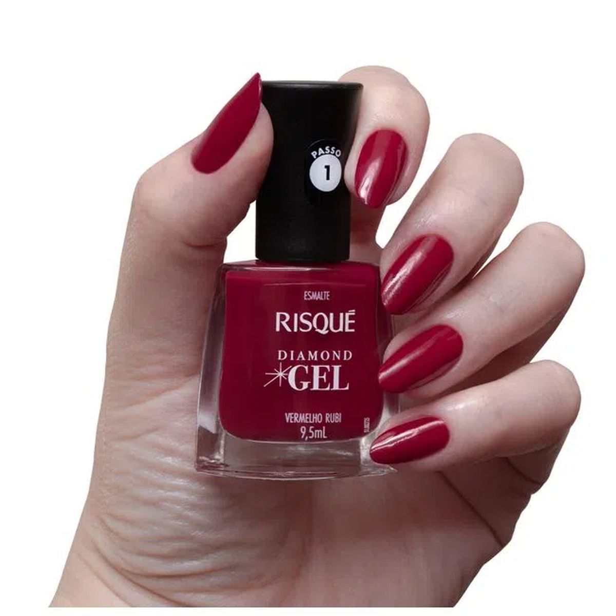 ESMALTE RISQUÉ CREMOSO DIAMOND GEL VERMELHO RUBI 9,5ML